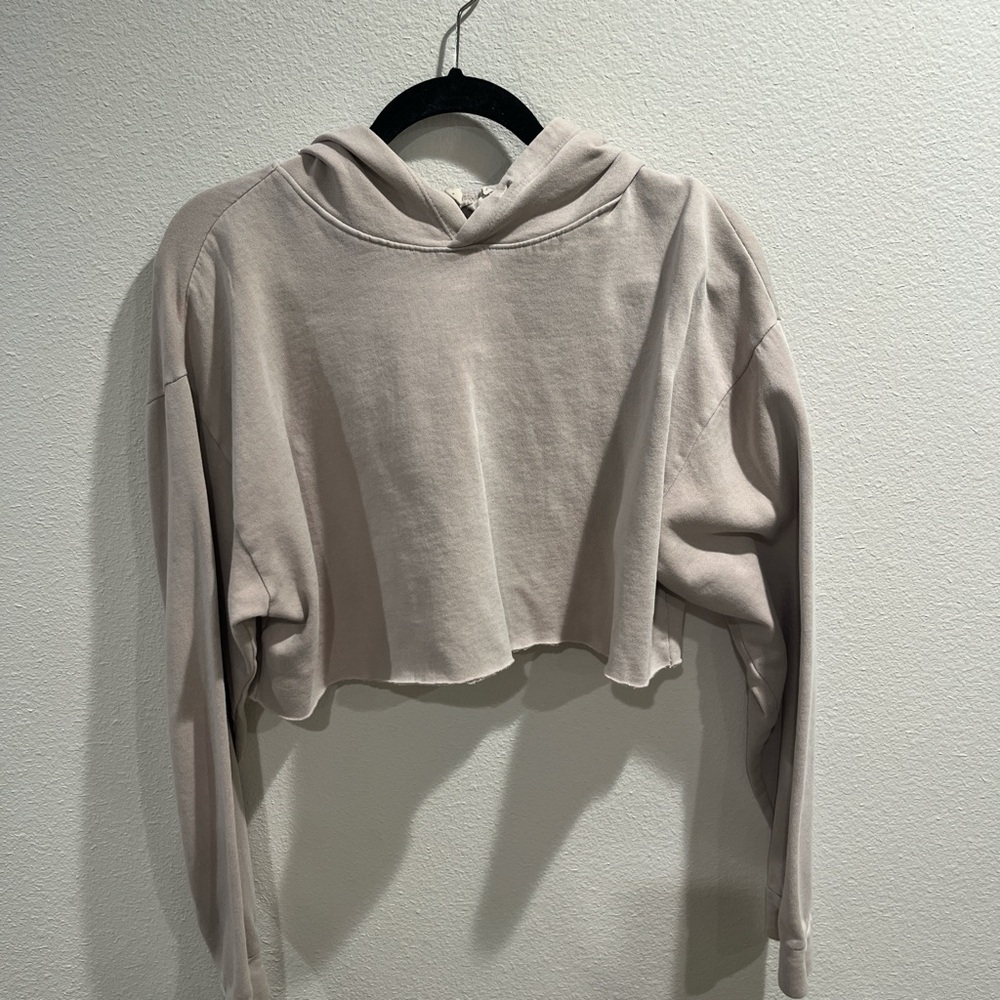 cropped light beige/pink hoodie